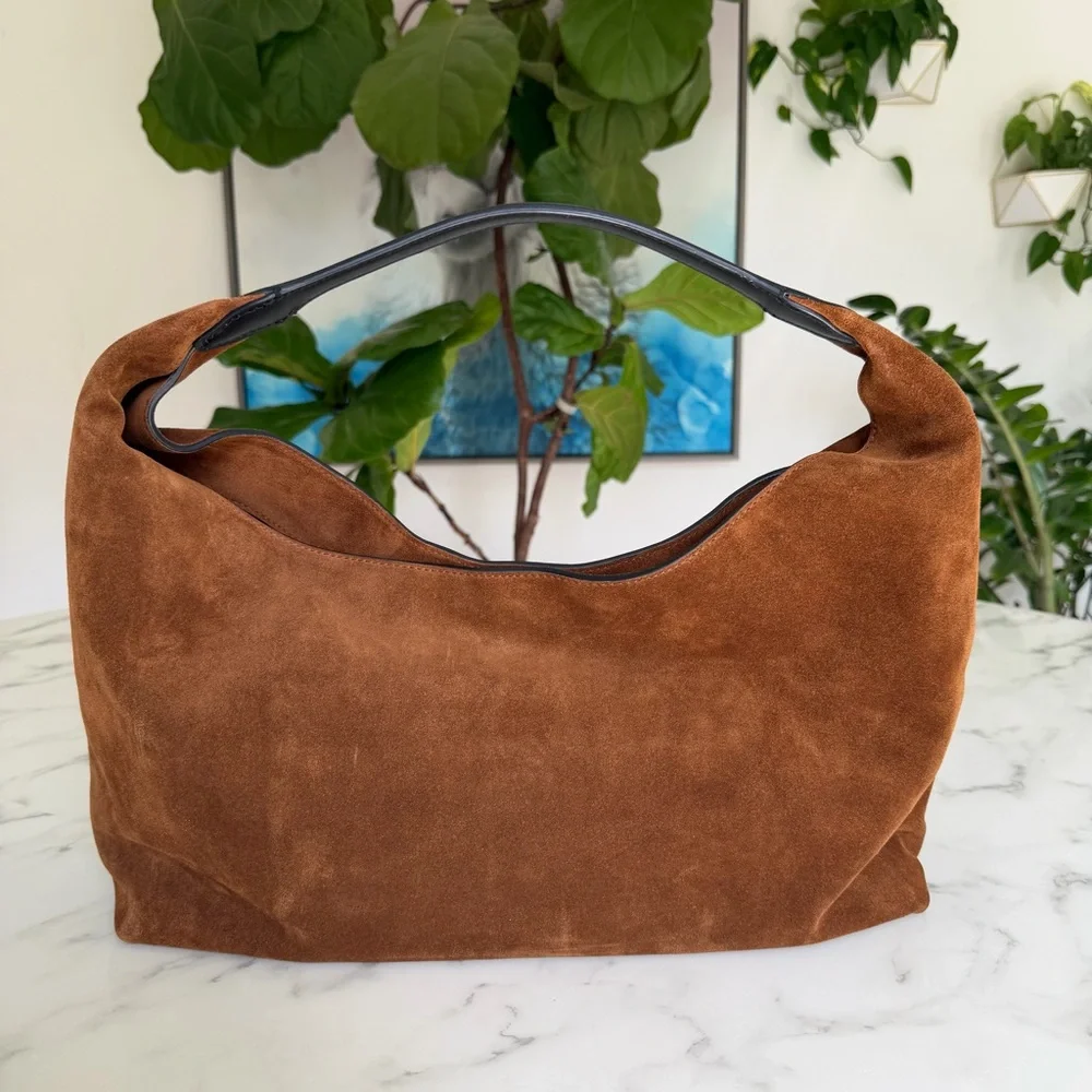 NWT Madewell The Mylie Shoulder Bag in Italian Suede Russet Multi Whiskey Brown - Picture 3 of 14